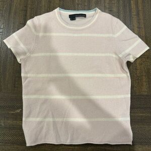 360 Cashmere pink and white sweater size small